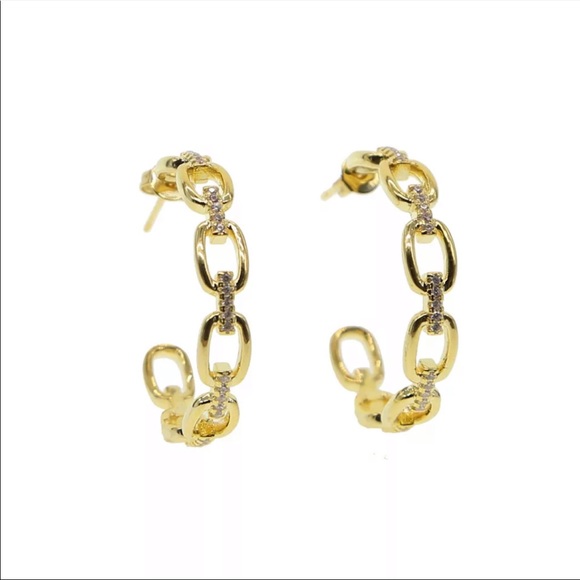 Cz link chain hoops gold plated - Picture 2 of 2